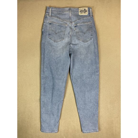 Silver Tab Levis Jeans Womens 28 Blue Mom Jean Distressed High Rise Tapered - Picture 14 of 15